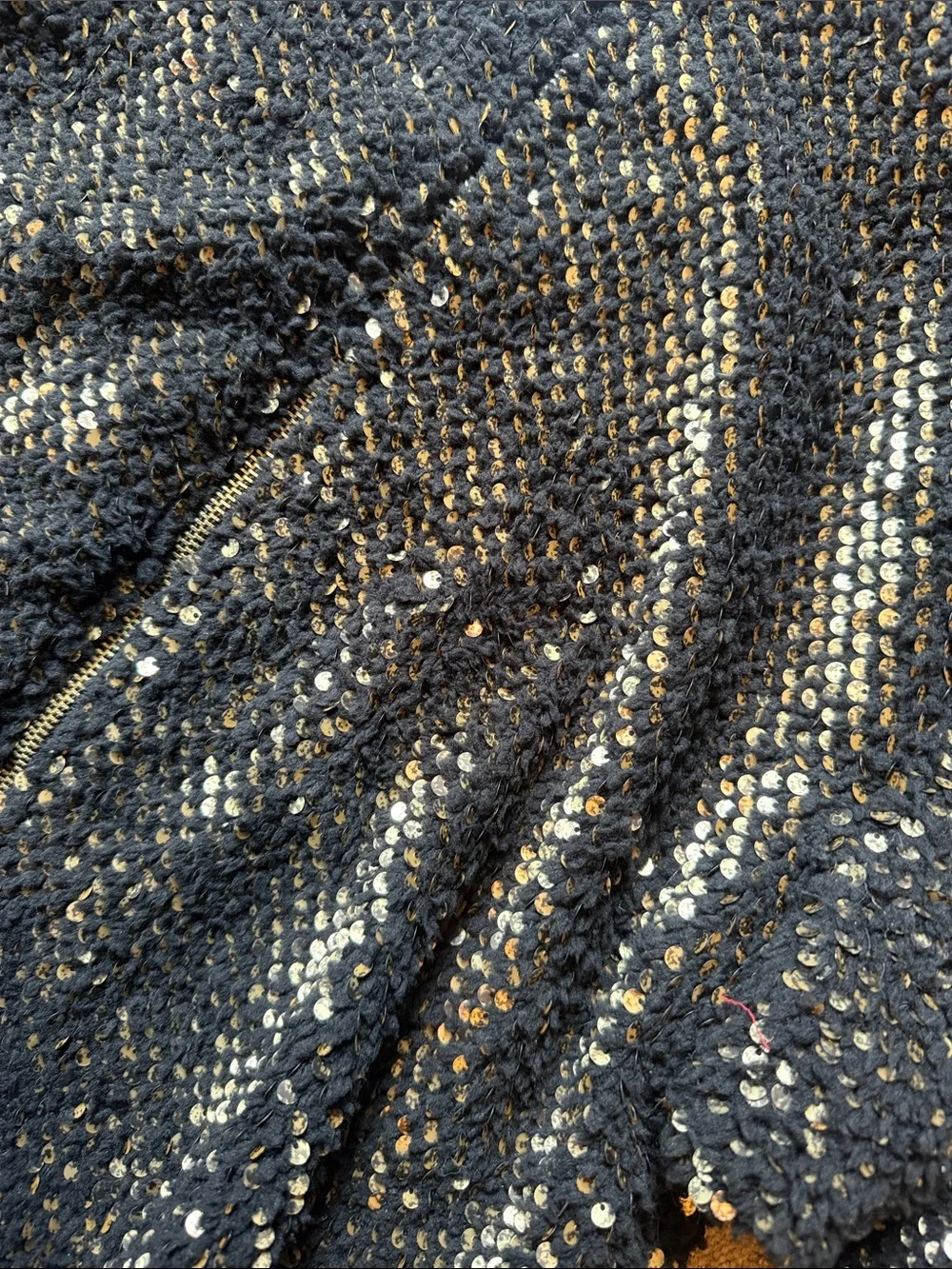 Zara Black And‎ Gold Sequin Bomber Jacket.